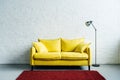 Interior of modern living room with rug, couch and floor Royalty Free Stock Photo
