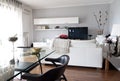 Interior of a modern loft, crystal table and chair