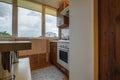 Interior of the modern luxure kitchen in studio apartments in minimalistic style