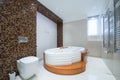Interior of a modern luxury bathroom with jacuzzi bathtub Royalty Free Stock Photo