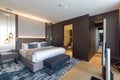 Interior of a modern luxury hotel bedroom Royalty Free Stock Photo
