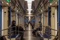 Interior modern metro train, inside view Royalty Free Stock Photo