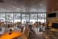 Interior of a modern mountain restaurant