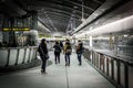 The interior of a modern MRT Station in Taipei, Taiwan.