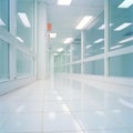 Interior of a modern office building, perspective view of the corridor Royalty Free Stock Photo