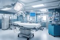 Interior of a modern operating room with surgery equipment. 3D rendering, Equipment and medical devices in modern operating room, Royalty Free Stock Photo