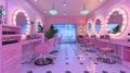 interior of modern pink stylish hair salon Royalty Free Stock Photo