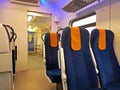 Interior of a modern railway`s wagon.