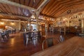 Interior of modern restaurant and bar with wooden ceiling Royalty Free Stock Photo