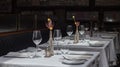 Interior of a modern restaurant with tables served for dinner Royalty Free Stock Photo