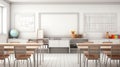 Interior of modern school classroom with empty white poster Royalty Free Stock Photo