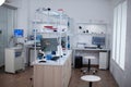 Interior of modern science laboratory with no people Royalty Free Stock Photo