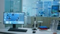 Interior of modern scientist modern biological lab with empty background Royalty Free Stock Photo
