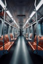 Interior of modern subway train, generative ai Royalty Free Stock Photo