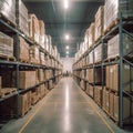 Interior of a modern warehouse storage of retail shop