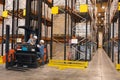 Interior modern warehouse in time with staff Royalty Free Stock Photo