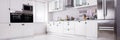 Interior Of Modern White Clean Kitchen With Microwave Oven Royalty Free Stock Photo