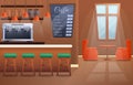 interior of a wooden coffee house, vector illustration Royalty Free Stock Photo
