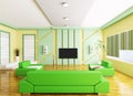 Interior of modern living room with lcd 3d Royalty Free Stock Photo