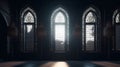 Interior of the mosque with a beautiful window, 3d render