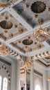 Interior Mosque Ceiling Detail White and Gold Theme