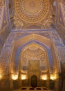 Interior of mosque dome with gold gild of Tile Karl Madrasa in T