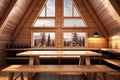 Interior Of Mountain Resort Cabin With Table