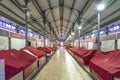 interior of the municipal market of LoulÃ© in the Algarve region during the afternoon without customers or vendors.