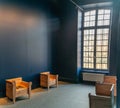 interior of a museum waiting room with windows and light Royalty Free Stock Photo