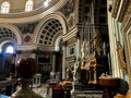 Interior of the musta church, with all its architecture in gold details, its images of saints and impeccable interior designer in Royalty Free Stock Photo