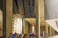 Interior of the National 9-11 Memorial Museum with the WTC foundation remains and the last column remnants