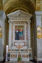 interior of nave of Basilica sacro cuore, altarS.Maria Domenica Mazzarello, Rome, Italy.