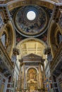 interior of the nave of the Basilica sacro cuore with detail of the ceiling and circular dome, Rome, Italy. Royalty Free Stock Photo