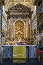 interior of the nave of the Basilica sacro cuore, in front of the main altar, Rome, Italy.