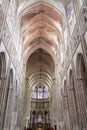 interior nave of landmark cathedral in auxerre france