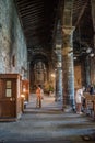 Vernazza ITALY - August 2, 2023 - Interior nave of the Santa Margherita di Antiochia church