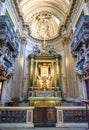 interior of the nave of the Santa Maria dei Miracoli church with the front altar in the Italian city of Rome.