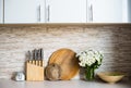 Interior of new bright white home kitchen Royalty Free Stock Photo