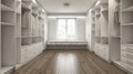 Interior of new empty house, dressing room. Design project visualization