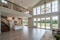 Interior of a new home construction showing the entire first floor Royalty Free Stock Photo