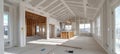 Interior of New House Under Construction with Drywall on Walls and Ceiling During Building Stages Royalty Free Stock Photo