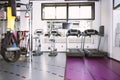 Interior of new modern gym with equipment Royalty Free Stock Photo