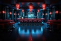 Interior of a night club with bar counter with chair, colorful interior of bright and beautiful night club Ai generated Royalty Free Stock Photo