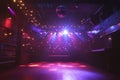Interior of night club with stage and disco ball. Royalty Free Stock Photo