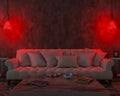 Night interior with red colored lights Royalty Free Stock Photo