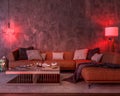 Night interior with red colored lights Royalty Free Stock Photo