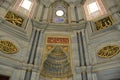 Interior of Nuruosmaniye Mosque showing the Niche Mihrab, marble wall and stained glass windows