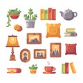 Interior object set flat illustration. Home decor icon collection