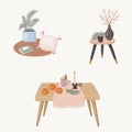 Scandinavian interior vector illustration. Cozy home drawing. Hygge conceptual art.