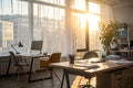 Interior of office with sunlight streaming through window Royalty Free Stock Photo